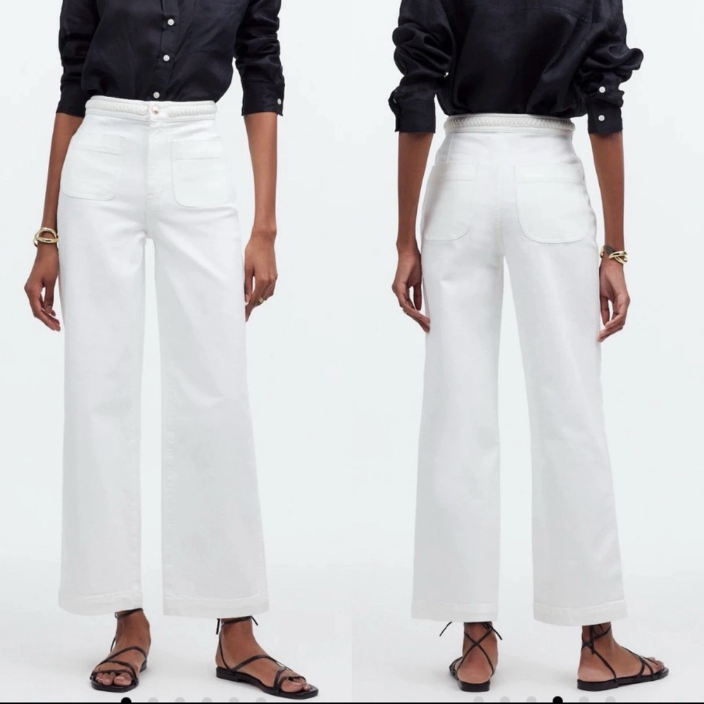 Madewell x Lisa Says Gah! The Perfect Vintage Wide-Leg Crop Jean in Eyelet White